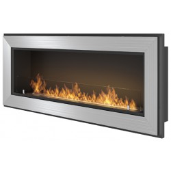 Biokominek Frame 120cm inox z szybą srebrny długi