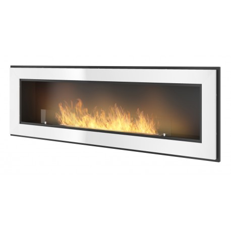 Biokominek Frame 120cm biały z szybą wiszący lub do zabudowy