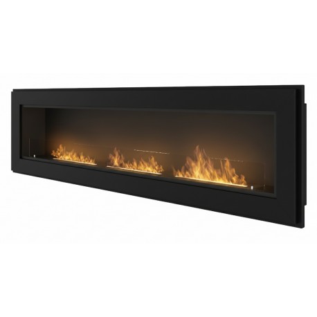 Biokominek Frame 180cm czarny matowy z szybą do zabudowy